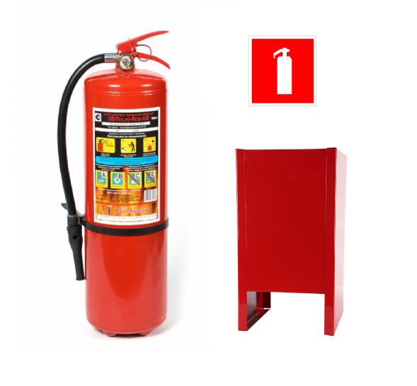 Комплект огнетушитель ОВП-8 летний + подставка П-20 + знак F04