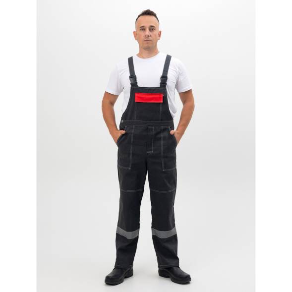 Мужской летний костюм "Инженер" куртка + полукомбинезон серый