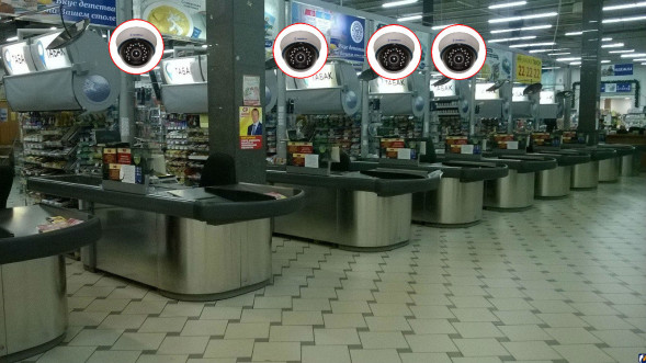 Комплект системы видеонаблюдения для 4х касс бюджет